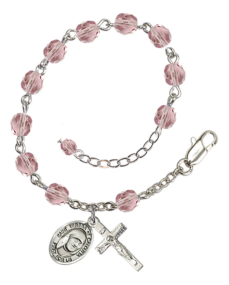 St. Teresa of Calcutta (Mother Teresa) Crystal Birthstone Rosary Bracelet - Multiple Birthstones - Image 6
