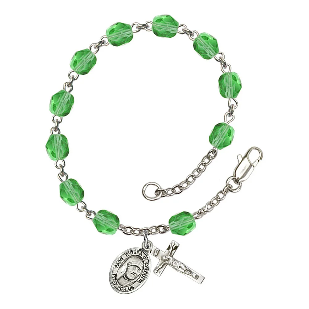 St. Teresa of Calcutta (Mother Teresa) Crystal Birthstone Rosary Bracelet - Multiple Birthstones - Image 7
