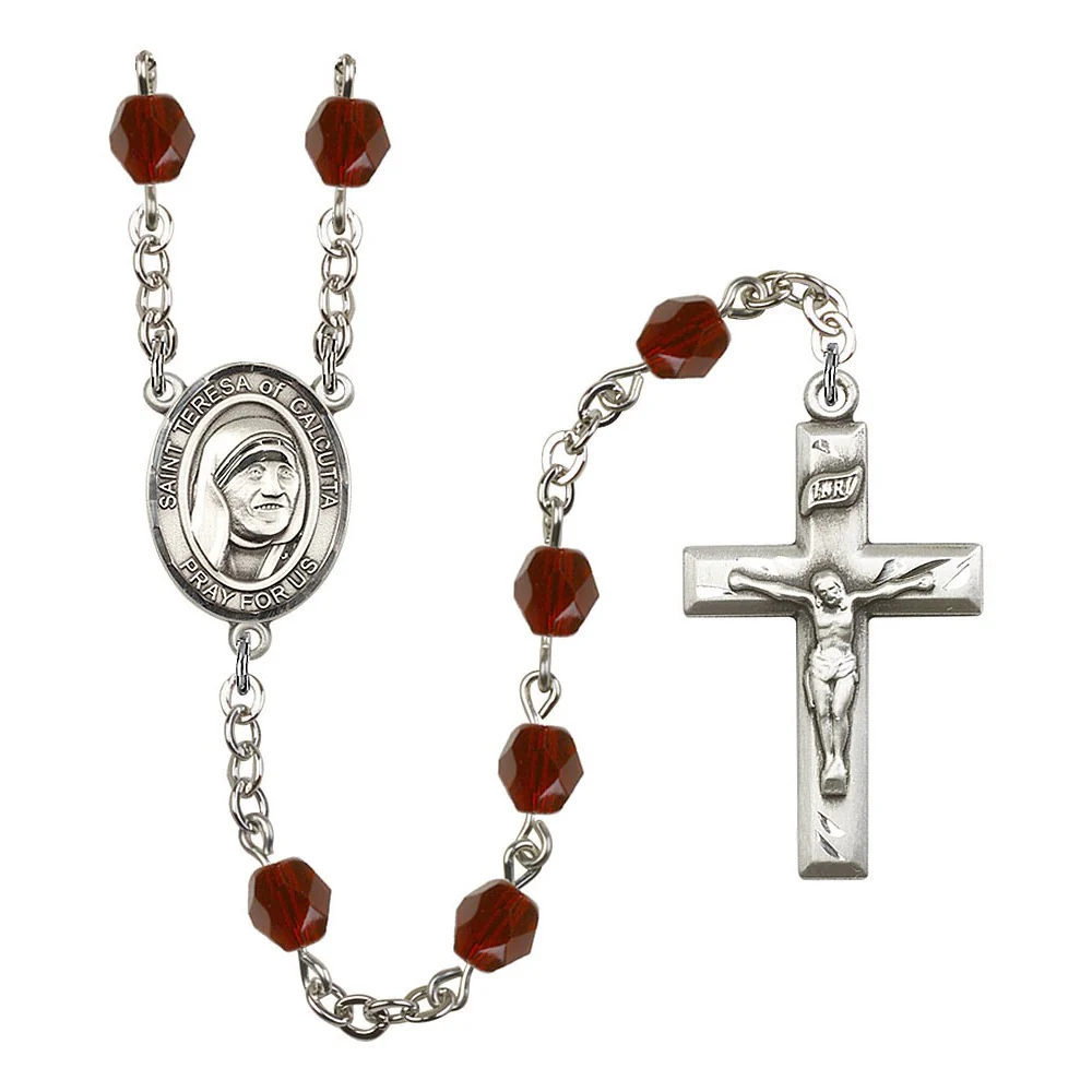 St. Teresa of Calcutta (Mother Teresa) Crystal Birthstone Rosary - Multiple Birthstones - Image 10