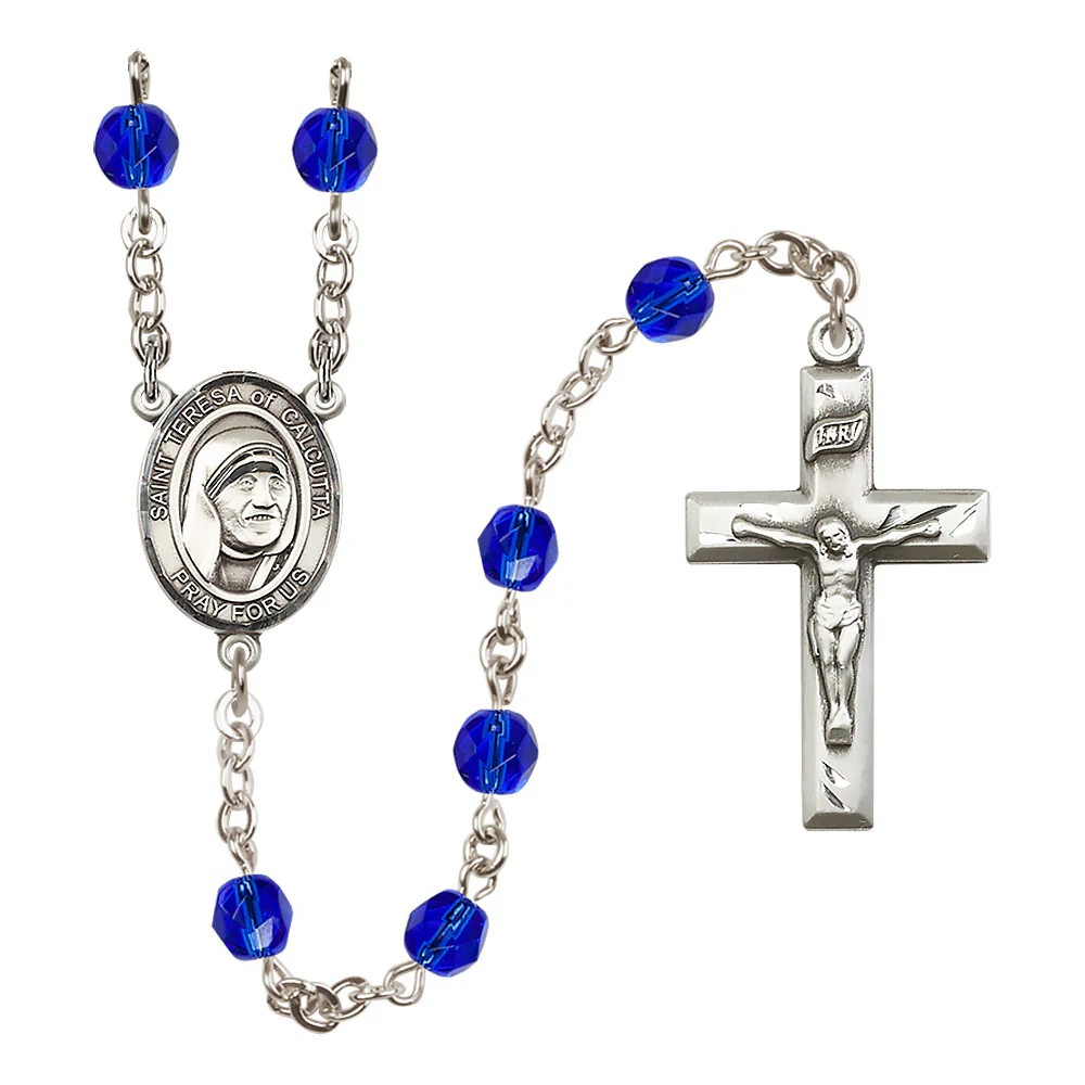 St. Teresa of Calcutta (Mother Teresa) Crystal Birthstone Rosary - Multiple Birthstones - Image 11
