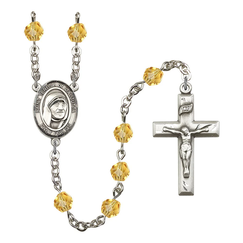 St. Teresa of Calcutta (Mother Teresa) Crystal Birthstone Rosary - Multiple Birthstones - Image 12