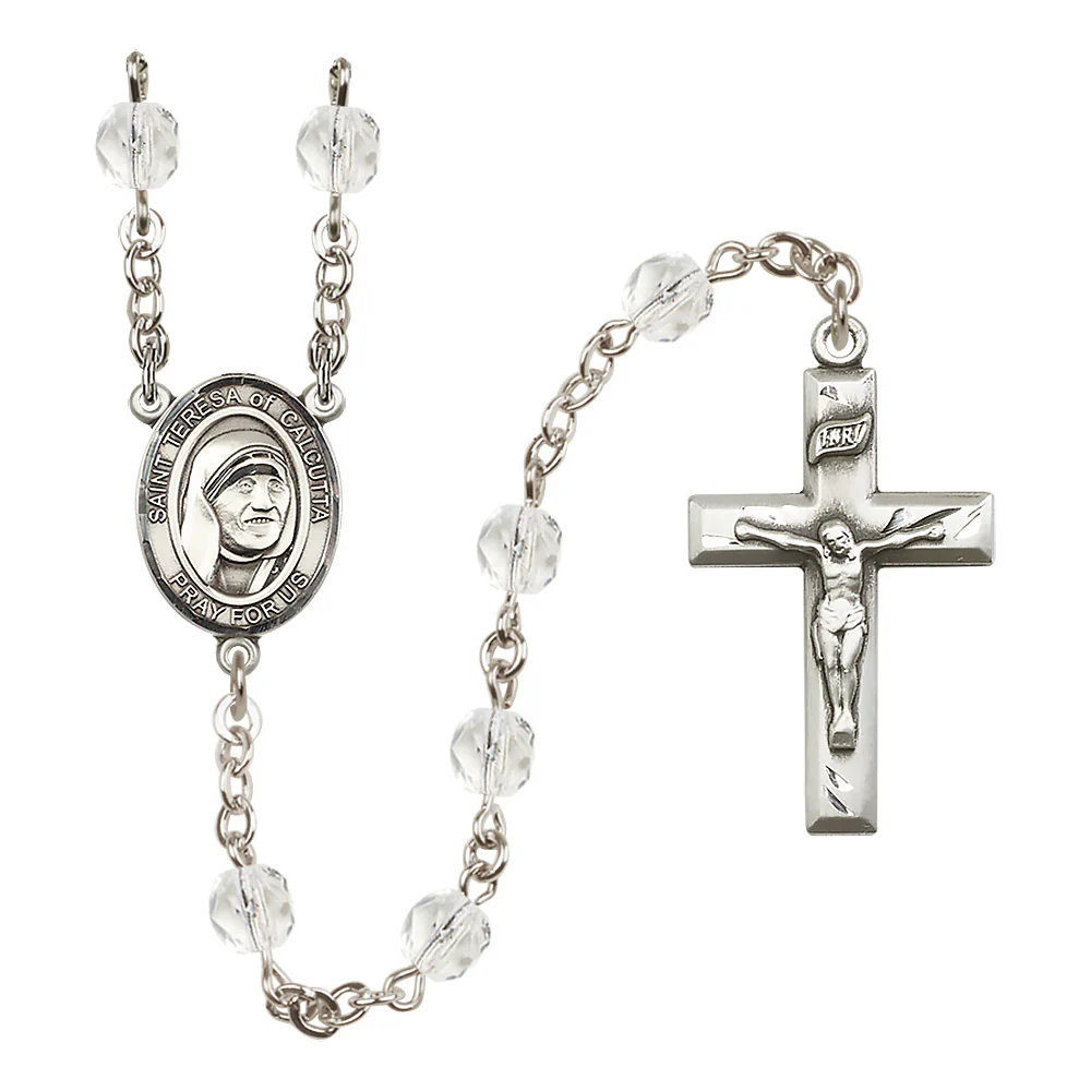 St. Teresa of Calcutta (Mother Teresa) Crystal Birthstone Rosary - Multiple Birthstones - Image 2
