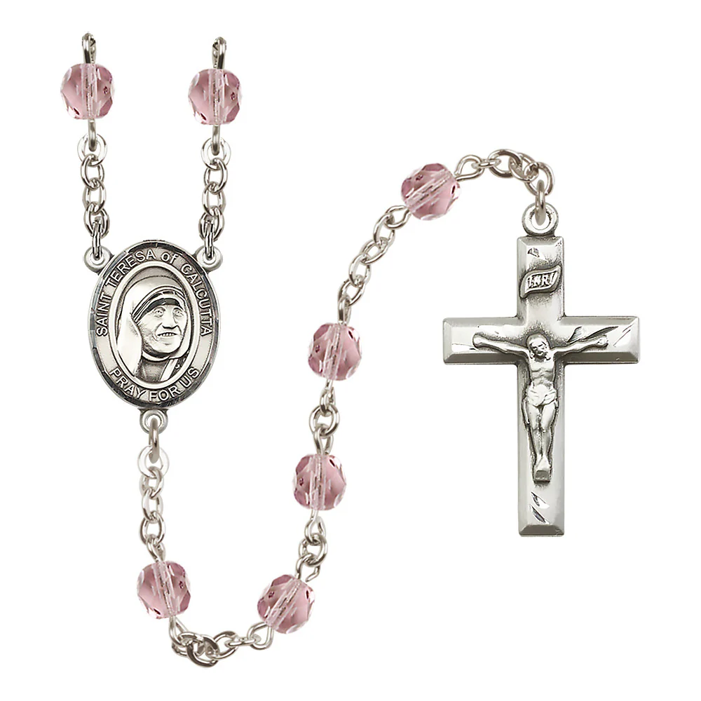 St. Teresa of Calcutta (Mother Teresa) Crystal Birthstone Rosary - Multiple Birthstones - Image 3