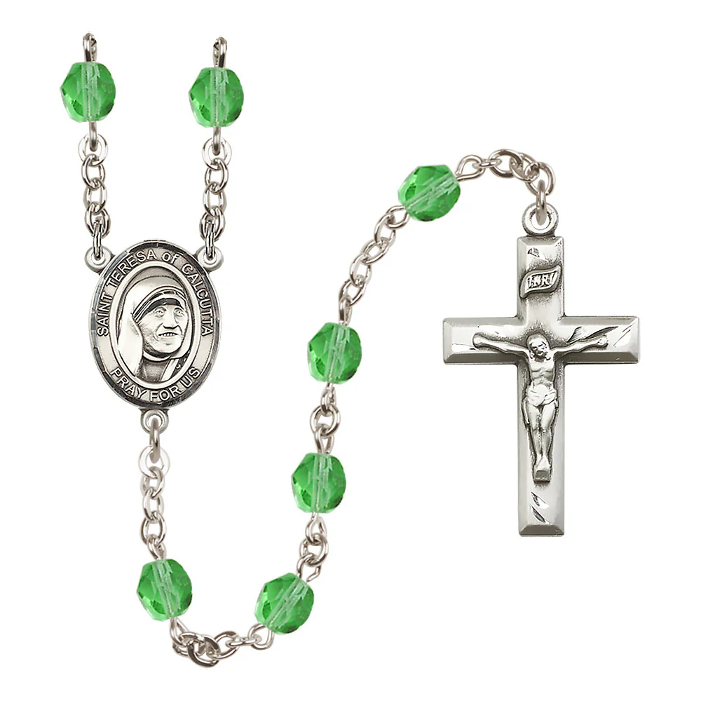 St. Teresa of Calcutta (Mother Teresa) Crystal Birthstone Rosary - Multiple Birthstones - Image 4