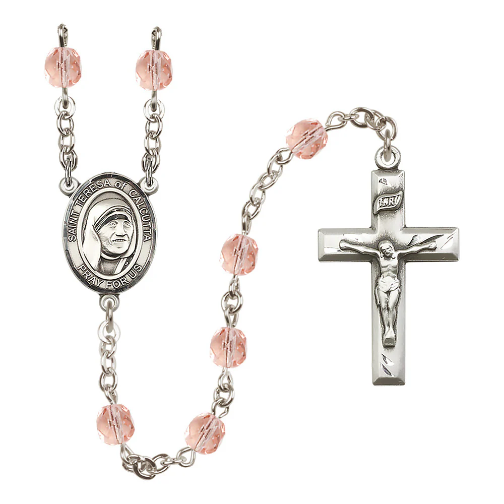 St. Teresa of Calcutta (Mother Teresa) Crystal Birthstone Rosary - Multiple Birthstones - Image 5