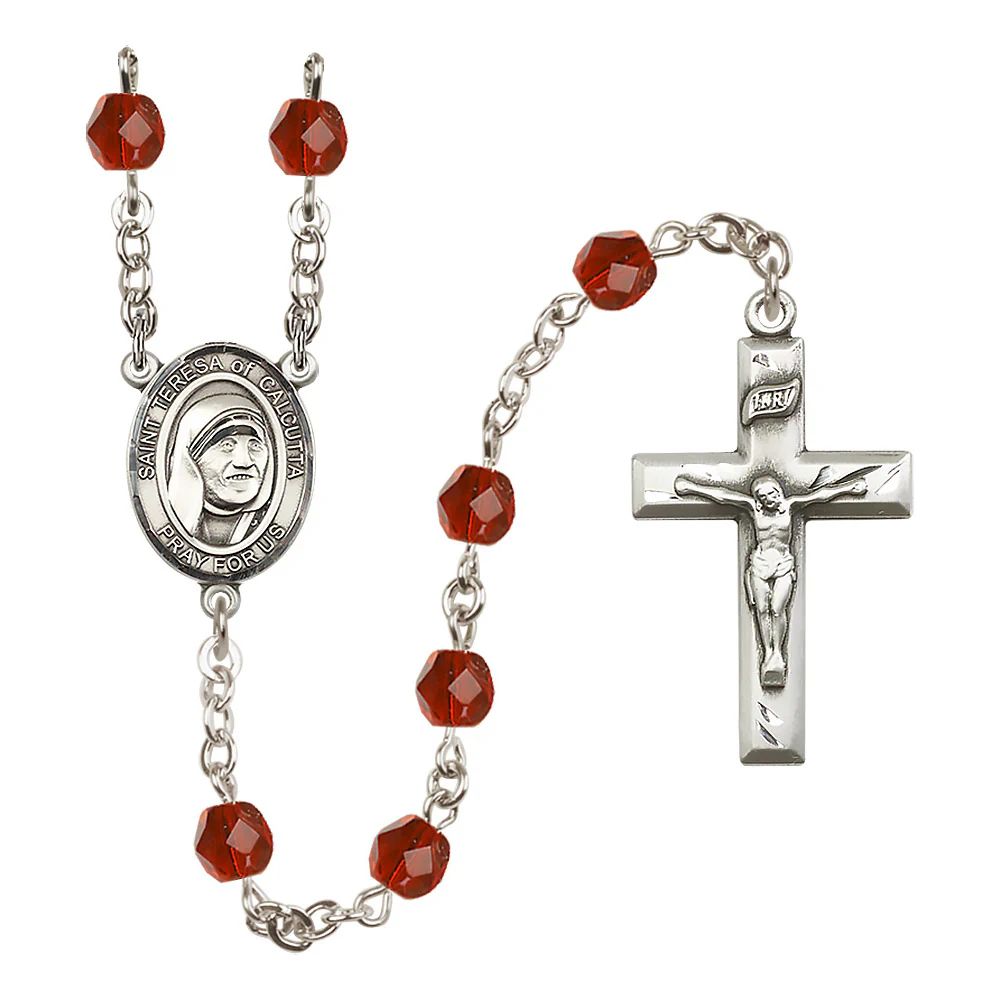 St. Teresa of Calcutta (Mother Teresa) Crystal Birthstone Rosary - Multiple Birthstones - Image 6