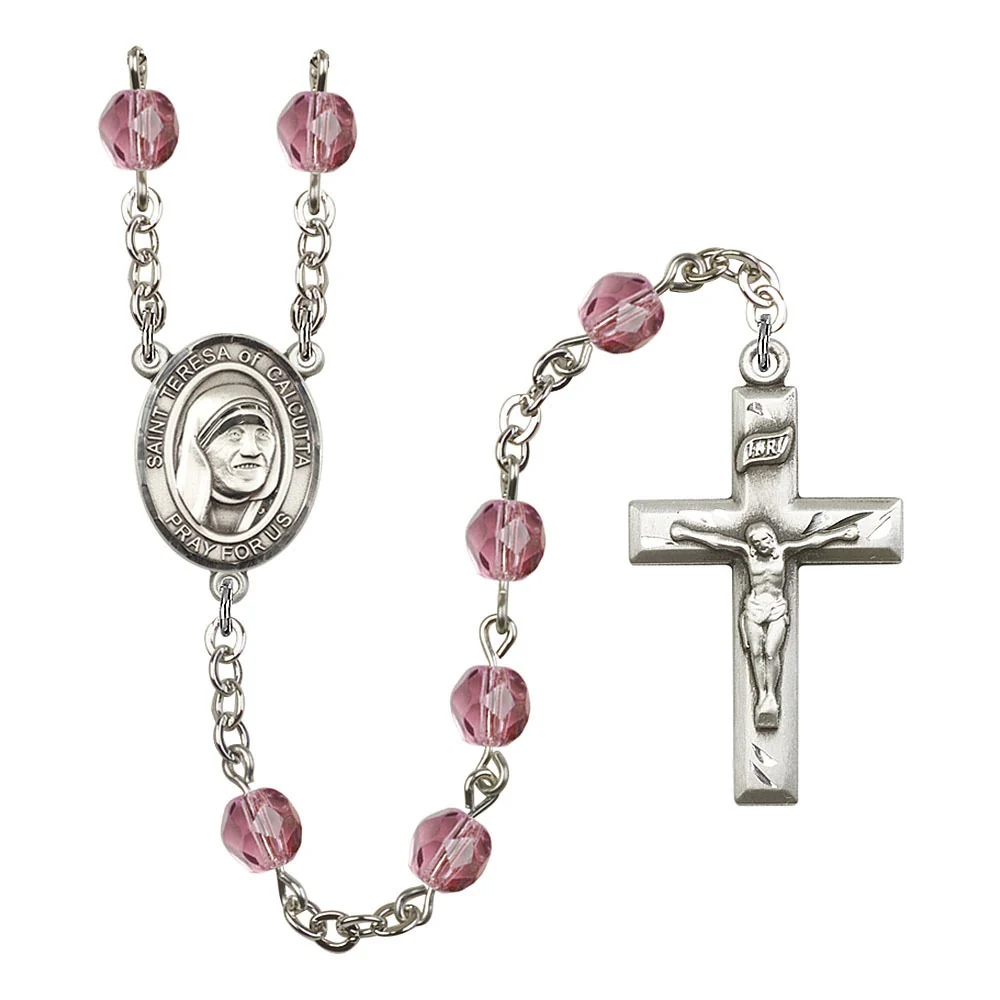 St. Teresa of Calcutta (Mother Teresa) Crystal Birthstone Rosary - Multiple Birthstones - Image 8
