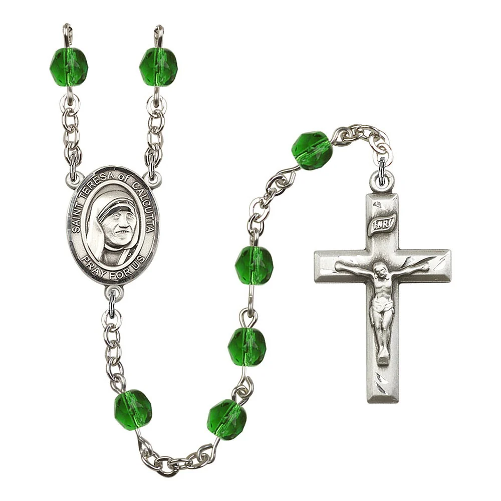 St. Teresa of Calcutta (Mother Teresa) Crystal Birthstone Rosary - Multiple Birthstones - Image 9