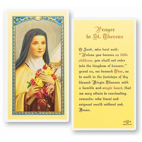 St. Theresa of Lisieux Laminated Prayer Card