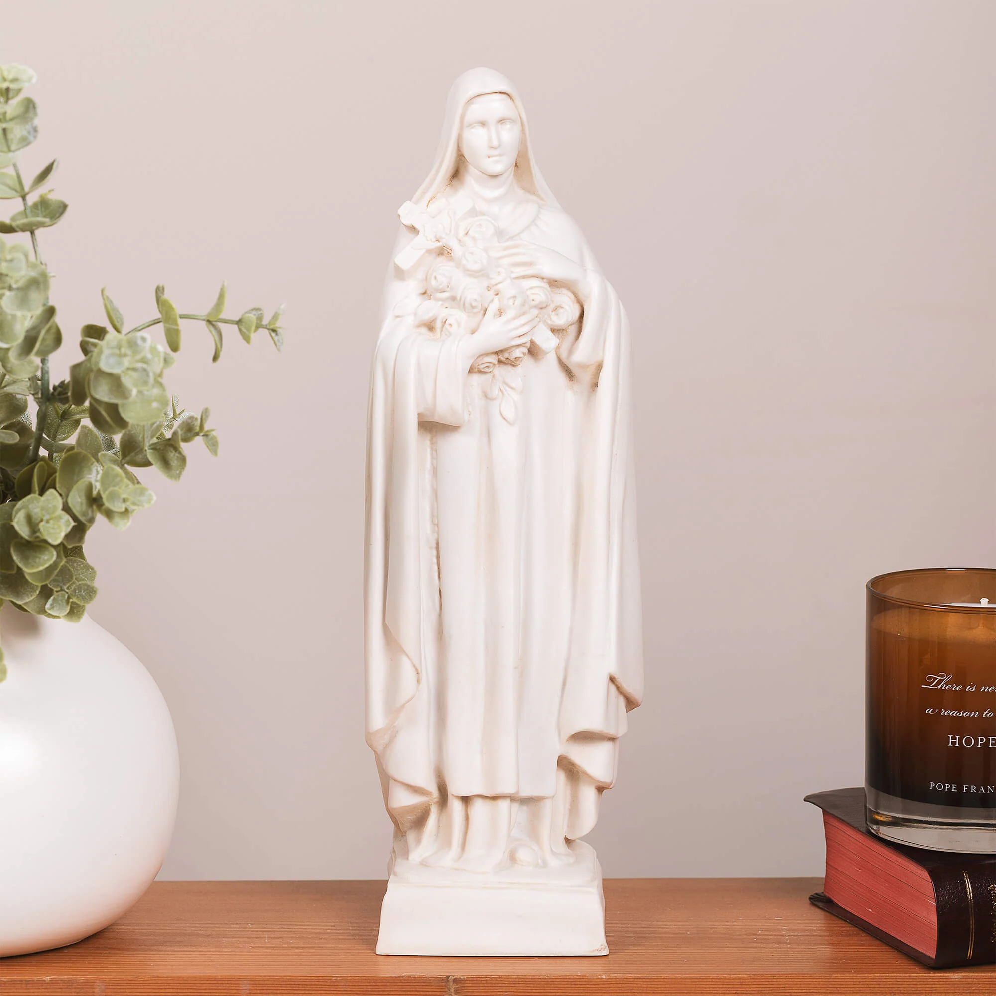 St. Therese Antique White Statue - 12.5"