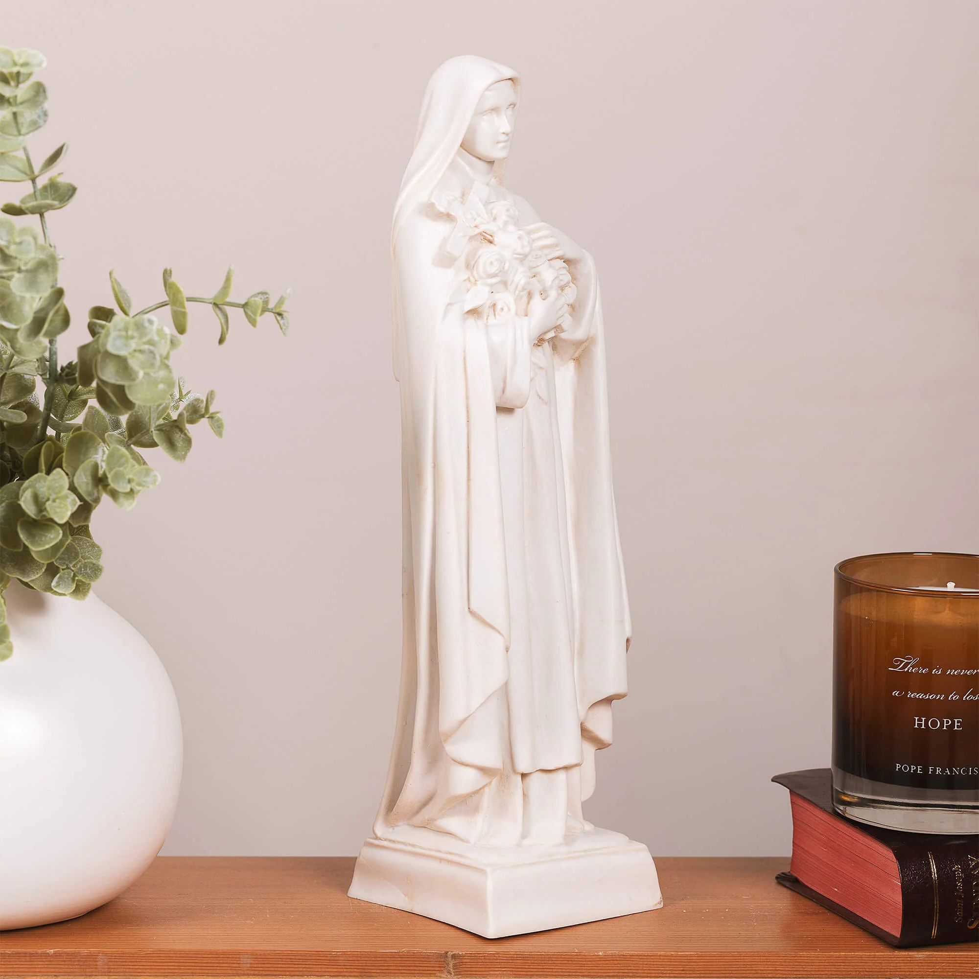 St. Therese Antique White Statue - 12.5" - Image 2