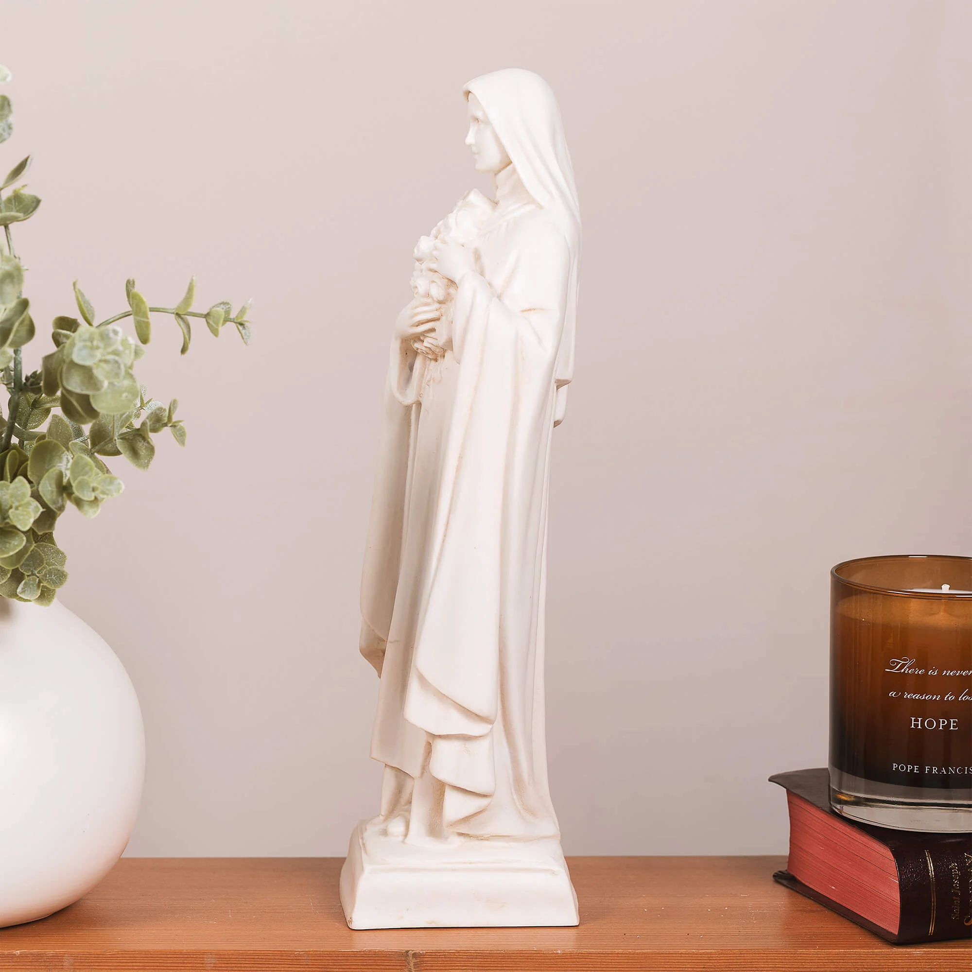 St. Therese Antique White Statue - 12.5" - Image 3