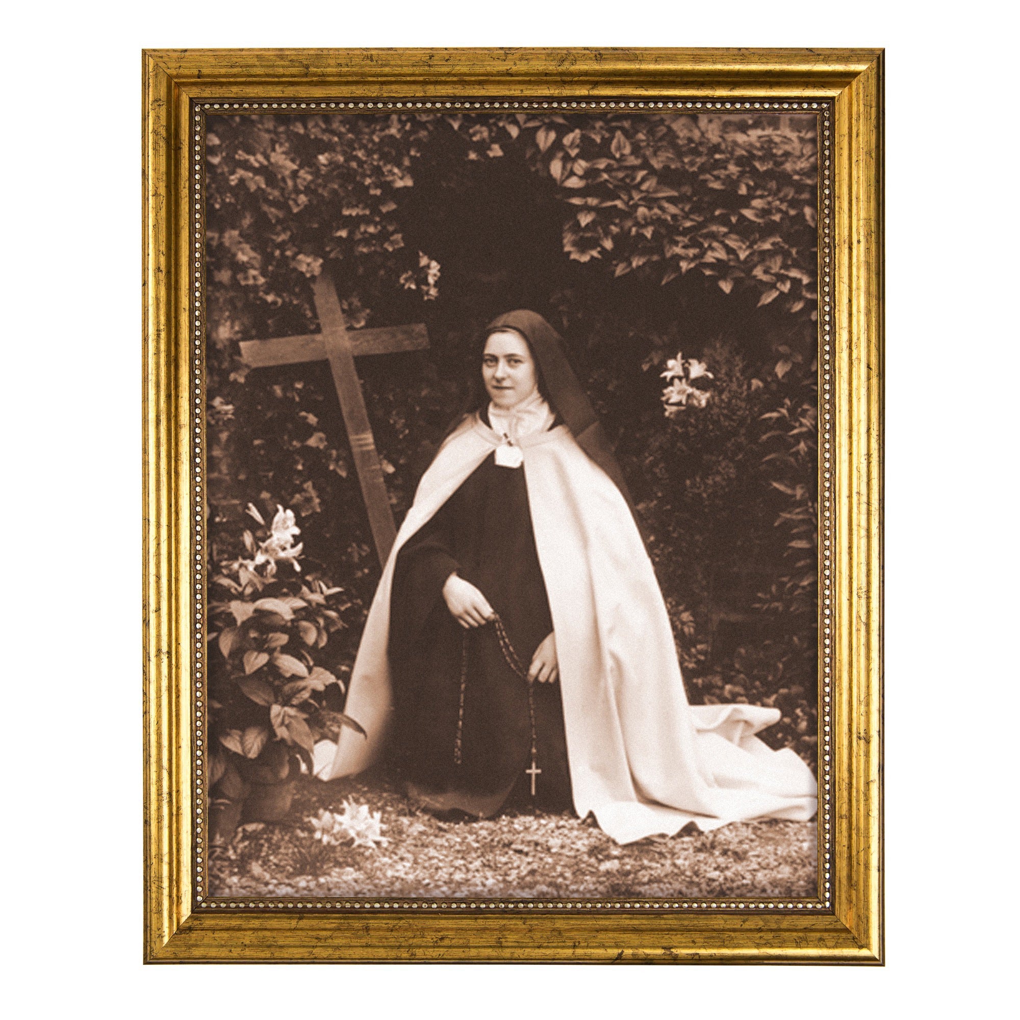 St. Therese Gold Antique Gold Framed Print - 8" x 10" - Image 2