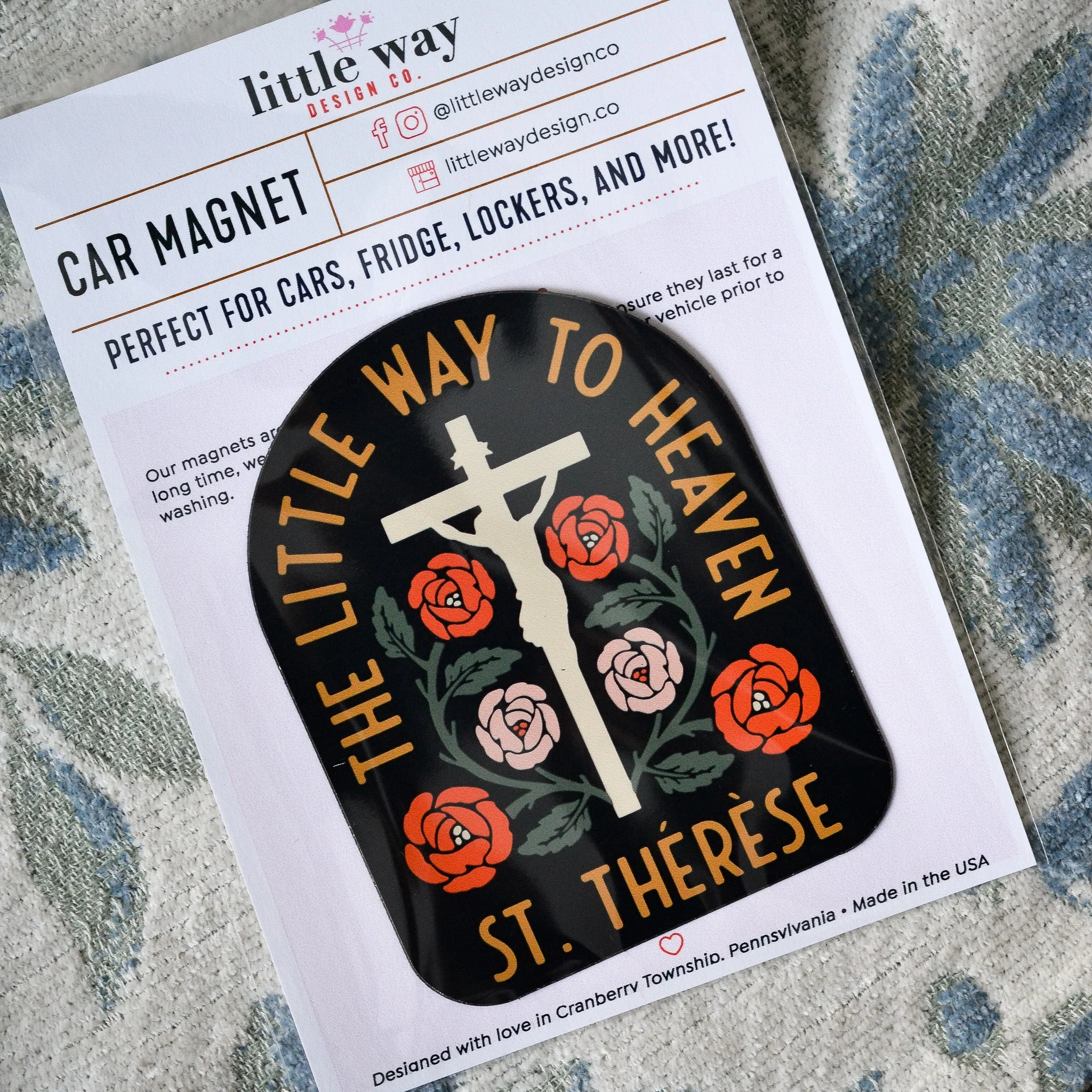 St. Thérèse Little Way to Heaven Catholic Car Magnet - Image 4