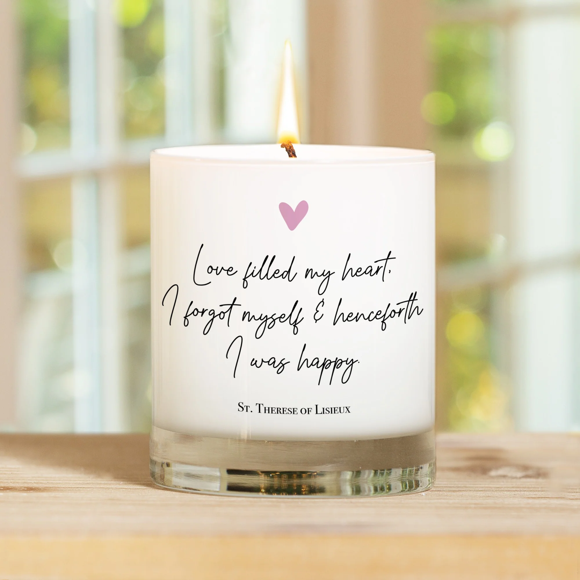 St. Therese "Love Filled My Heart" Candle - Image 2