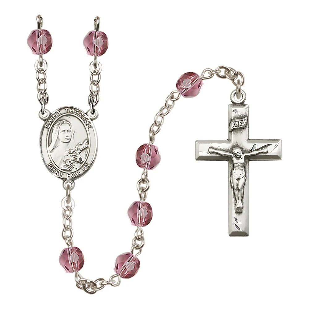St. Therese of Lisieux Crystal Birthstone Rosary - Multiple Birthstones - Image 2
