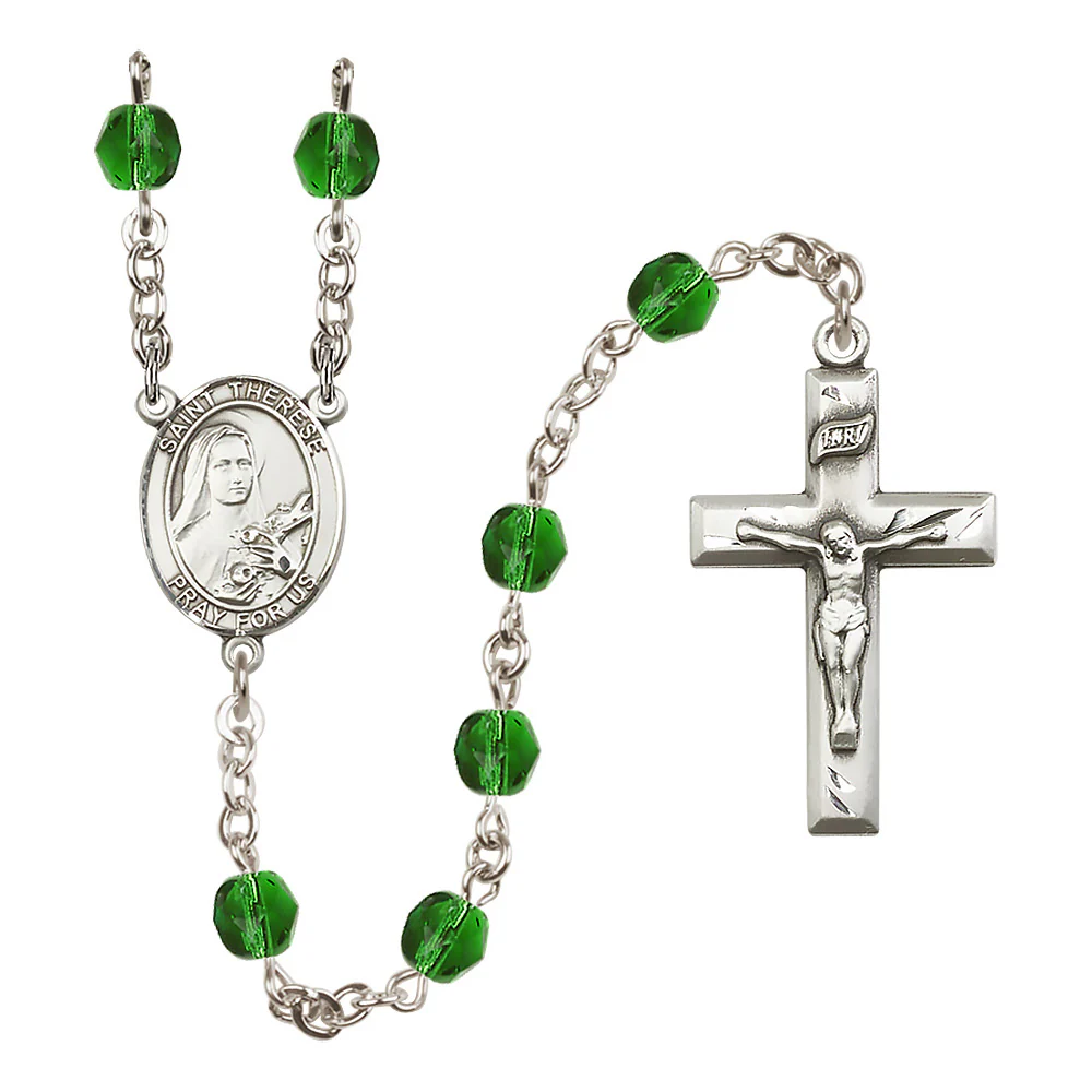 St. Therese of Lisieux Crystal Birthstone Rosary - Multiple Birthstones - Image 3