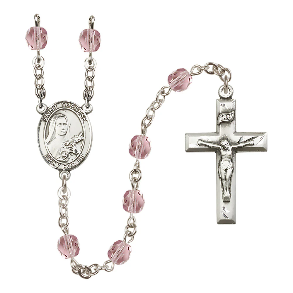 St. Therese of Lisieux Crystal Birthstone Rosary - Multiple Birthstones - Image 4
