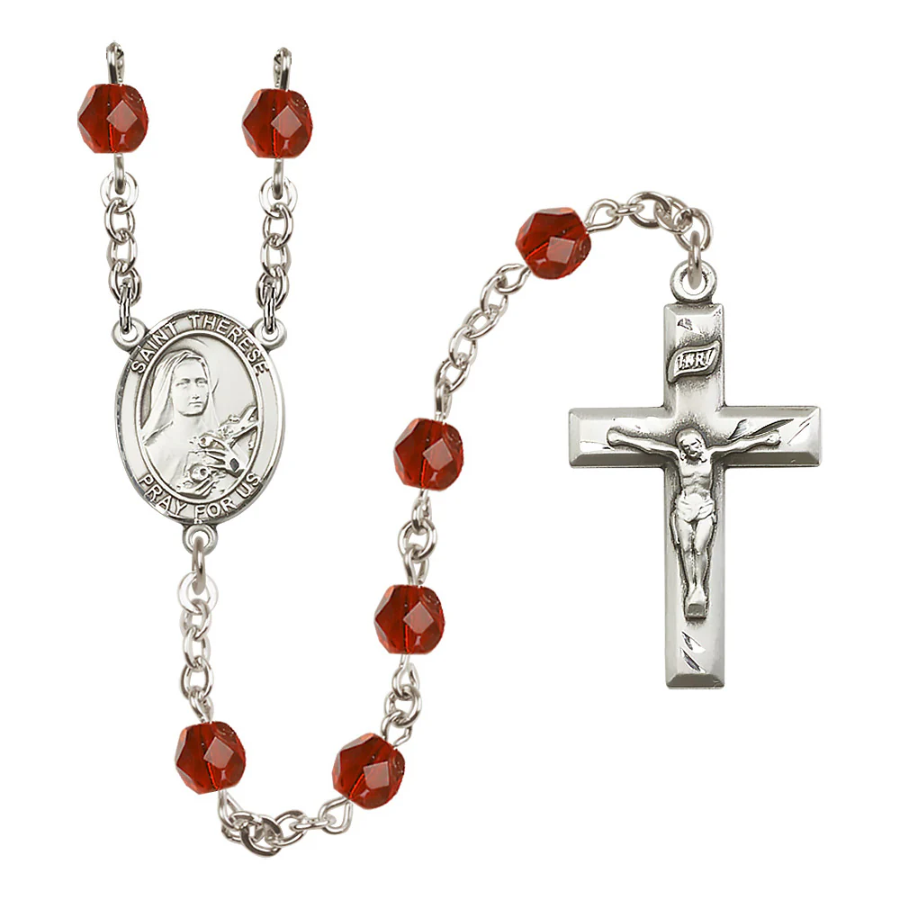 St. Therese of Lisieux Crystal Birthstone Rosary - Multiple Birthstones - Image 7