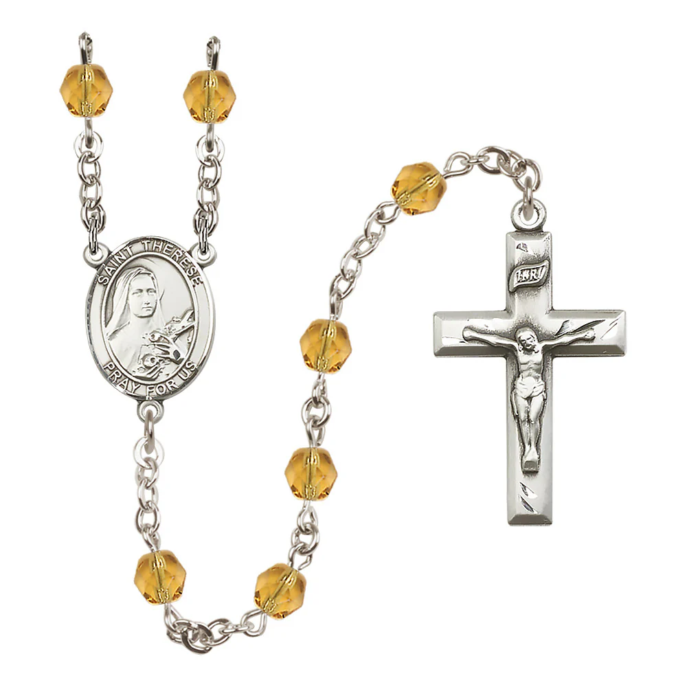 St. Therese of Lisieux Crystal Birthstone Rosary - Multiple Birthstones - Image 9