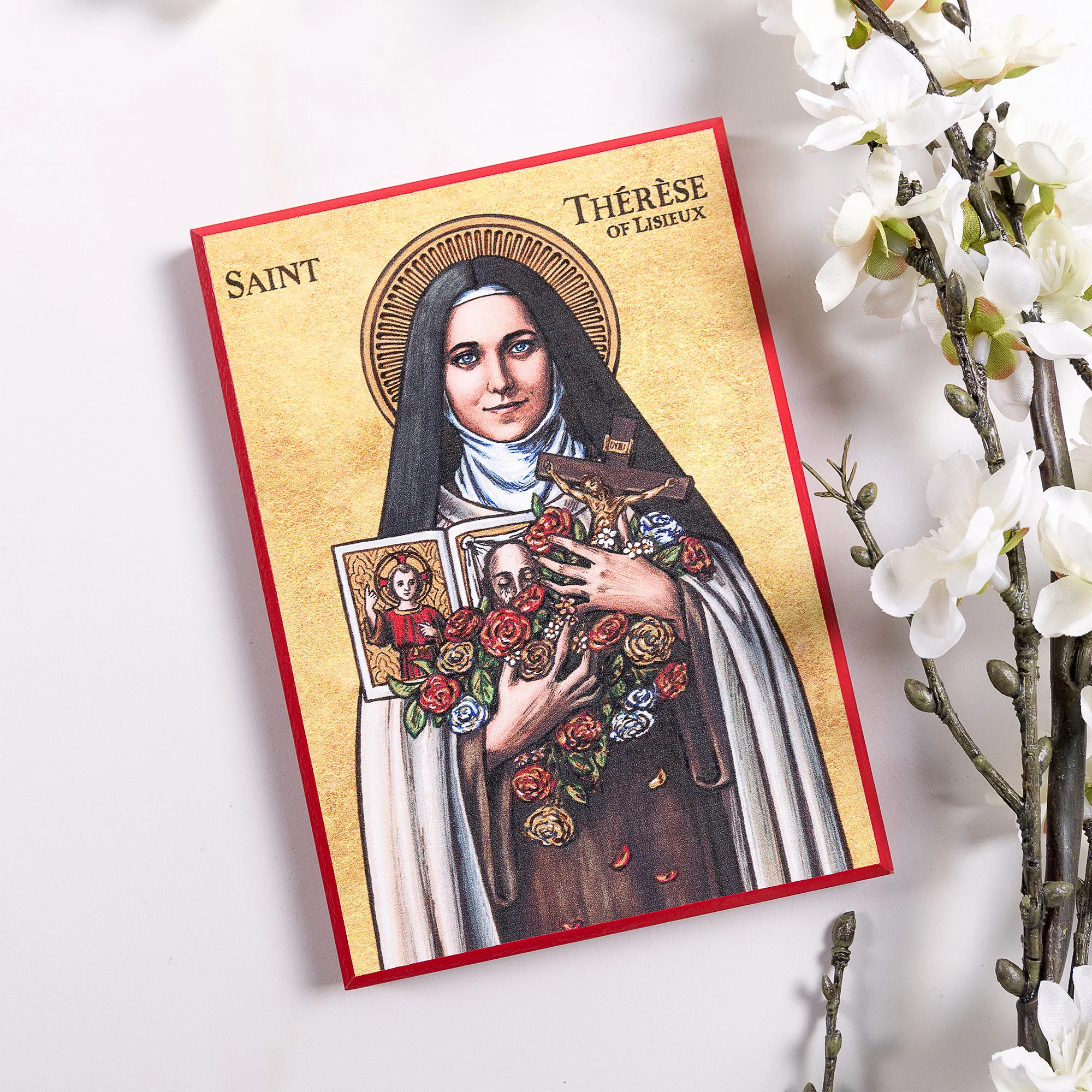 St. Therese of Lisieux Modern Icon Plaque - 5" x 7" - Image 2