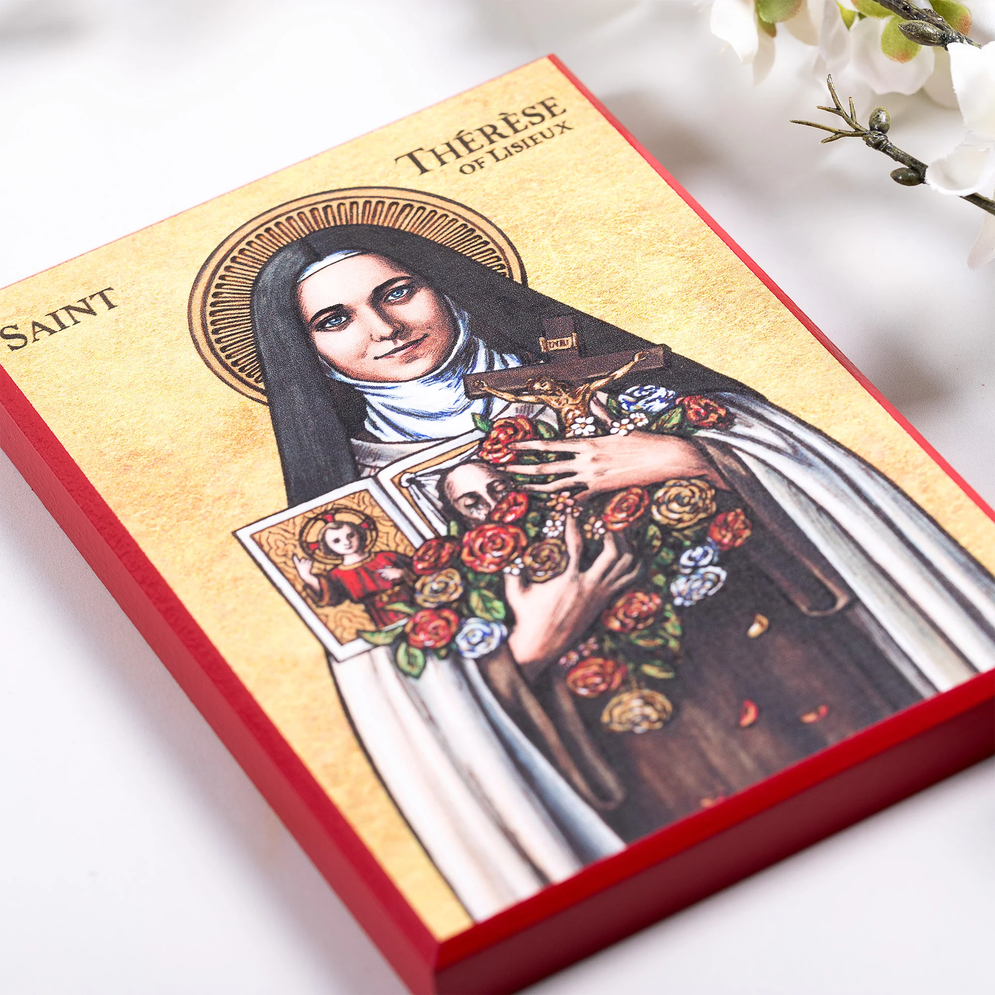 St. Therese of Lisieux Modern Icon Plaque - 5" x 7" - Image 4