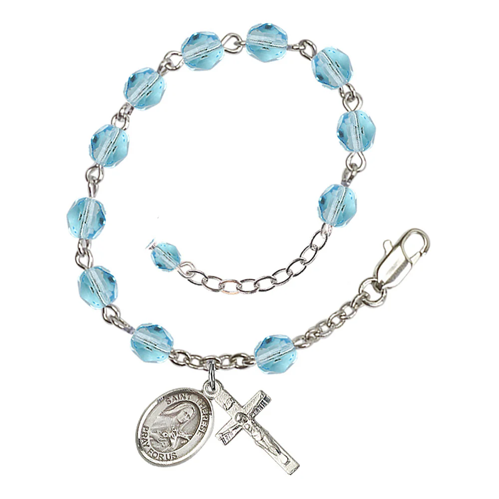 St. Therese of Lisieux - The Little Flower Crystal Birthstone Rosary Bracelet - Multiple Birthstones - Image 5