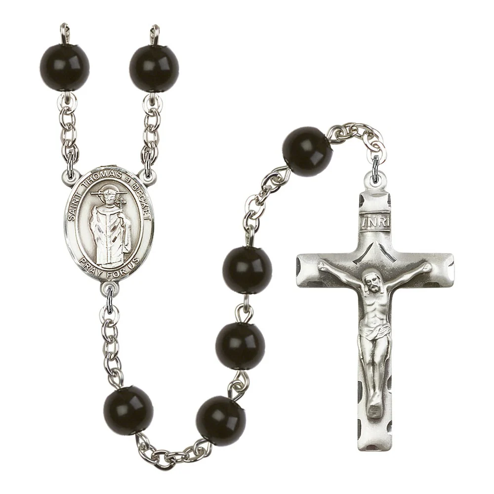 St. Thomas A Becket 7mm Black Onyx Rosary