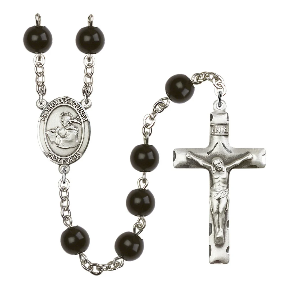 St. Thomas Aquinas 7mm Black Onyx Rosary