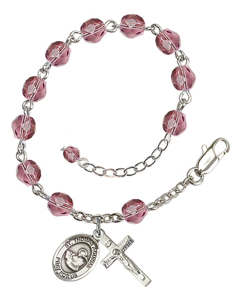 St. Thomas Aquinas Crystal Birthstone Rosary Bracelet - Multiple Birthstones