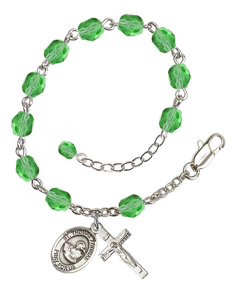 St. Thomas Aquinas Crystal Birthstone Rosary Bracelet - Multiple Birthstones - Image 6