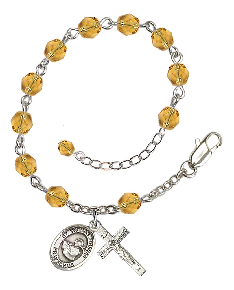 St. Thomas Aquinas Crystal Birthstone Rosary Bracelet - Multiple Birthstones - Image 9