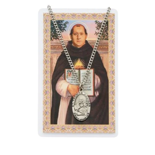 St. Thomas Aquinas Medal with Prayer Card - Image 2