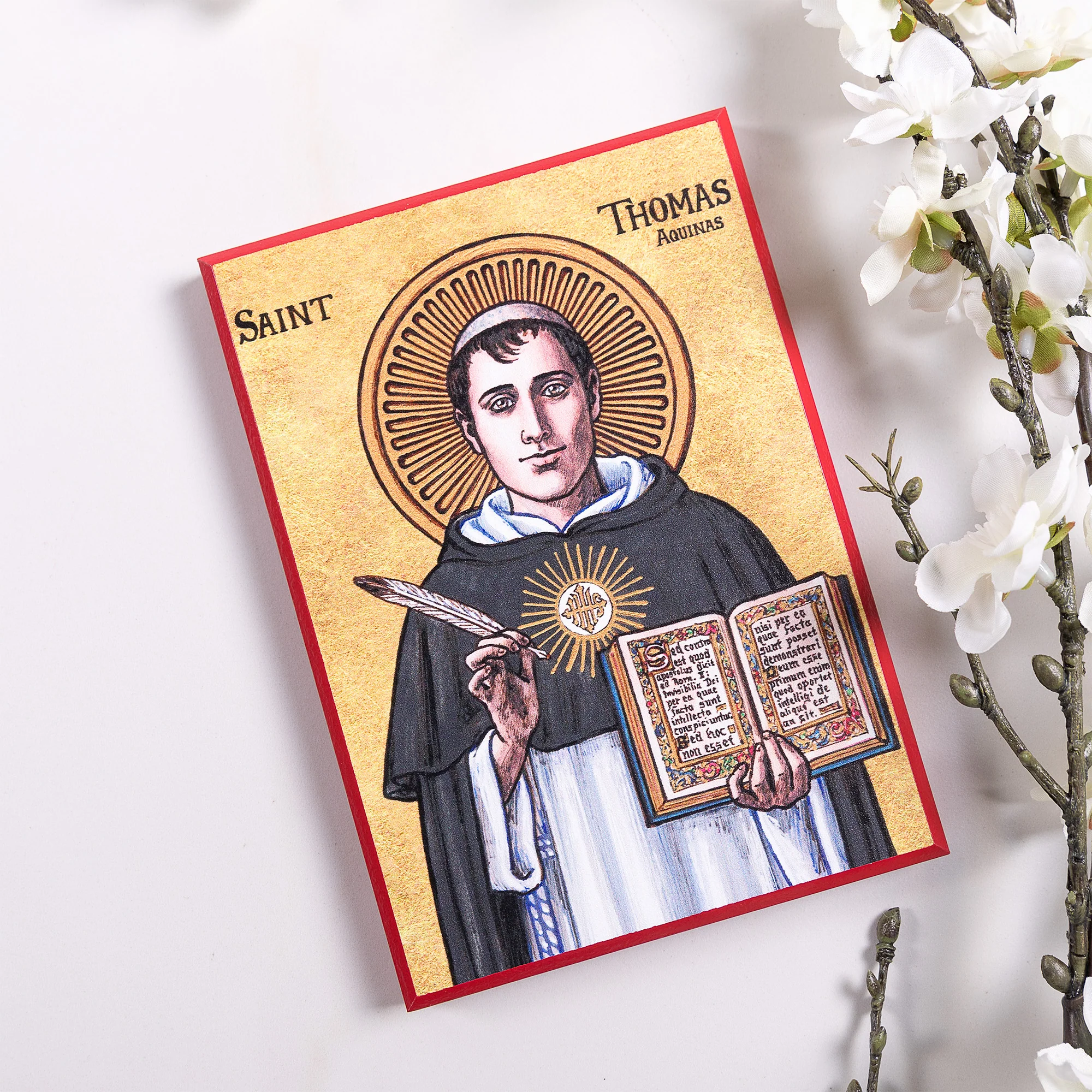 St. Thomas Aquinas Modern Icon Plaque - 5" x 7" - Image 2