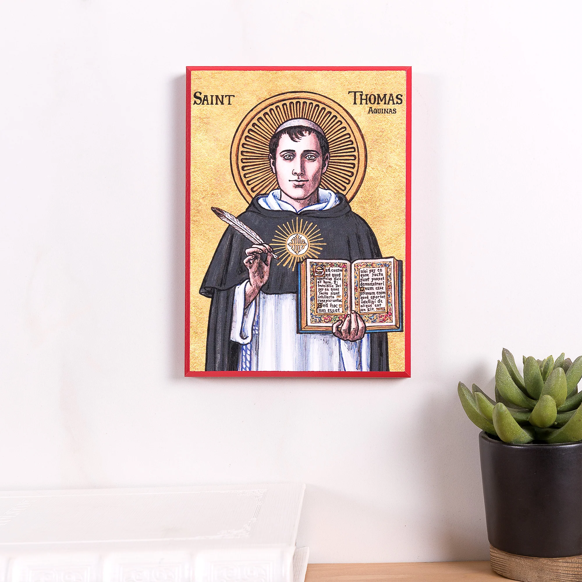 St. Thomas Aquinas Modern Icon Plaque - 5" x 7" - Image 3
