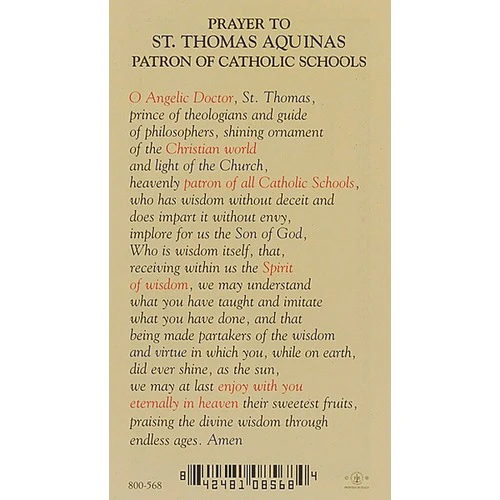 St. Thomas Aquinas - Prayer Card - Image 2