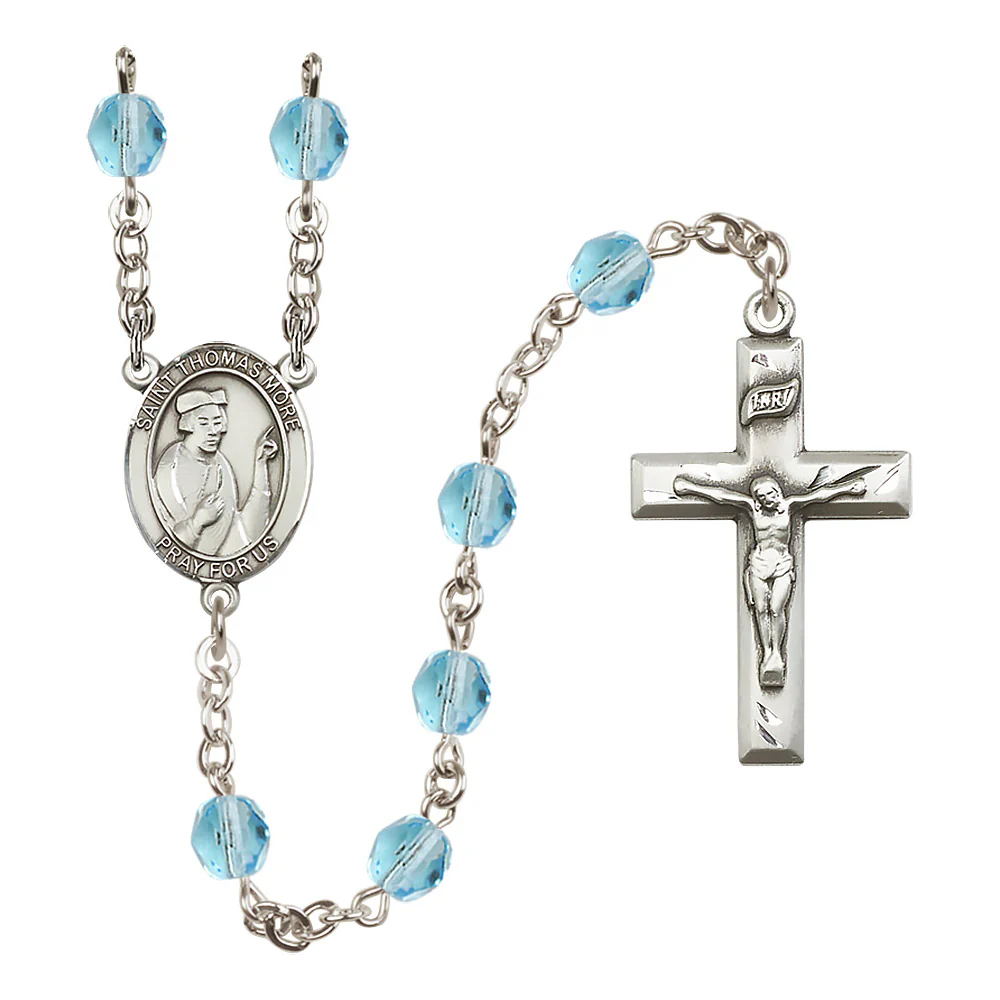 St. Thomas More Crystal Birthstone Rosary - Multiple Birthstones