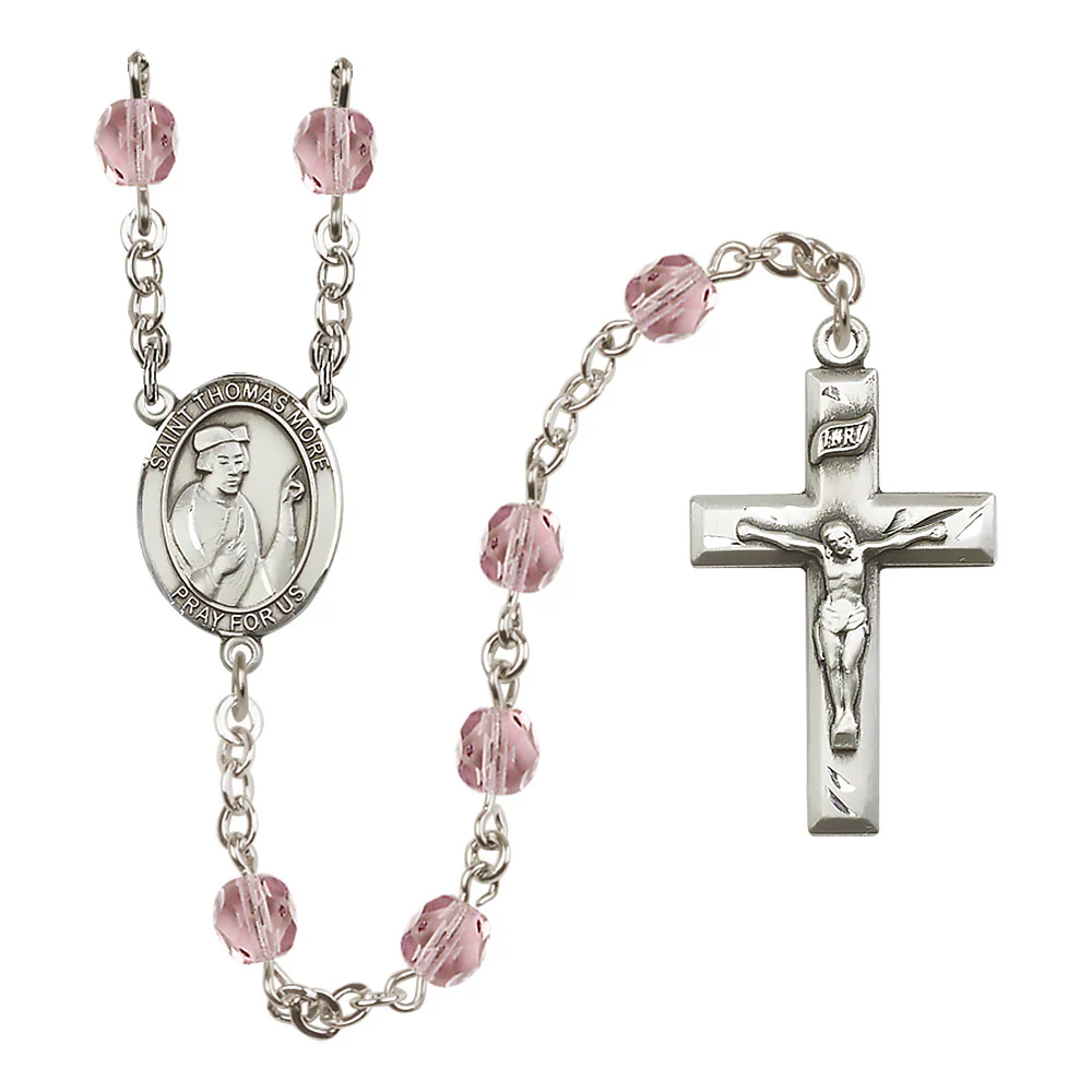 St. Thomas More Crystal Birthstone Rosary - Multiple Birthstones - Image 3