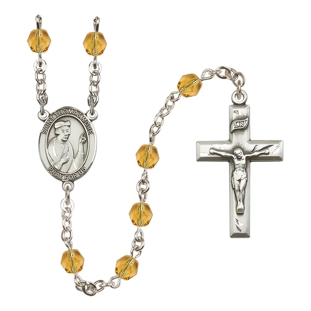 St. Thomas More Crystal Birthstone Rosary - Multiple Birthstones - Image 8