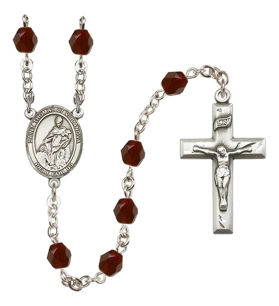 St. Thomas of Villanova Crystal Birthstone Rosary - Multiple Birthstones