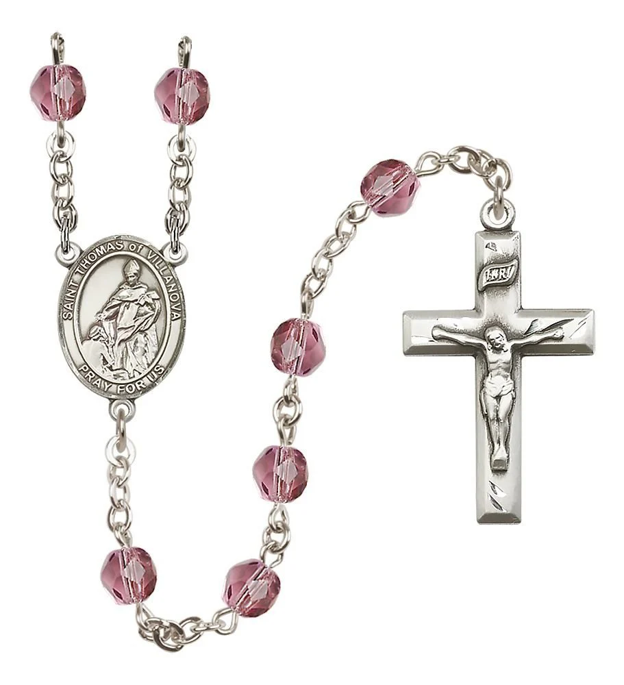St. Thomas of Villanova Crystal Birthstone Rosary - Multiple Birthstones - Image 2