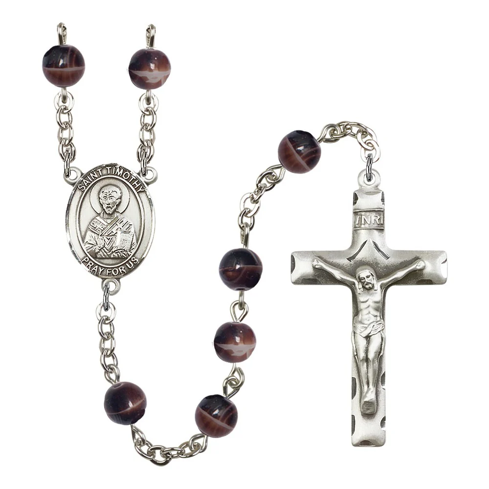 St. Timothy 7mm Brown Rosary