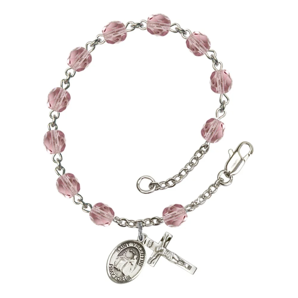 St. Valentine Of Rome 6mm light purple June Rosary Bracelet