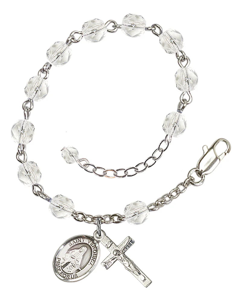 St. Veronica Crystal April Rosary Bracelet 6mm