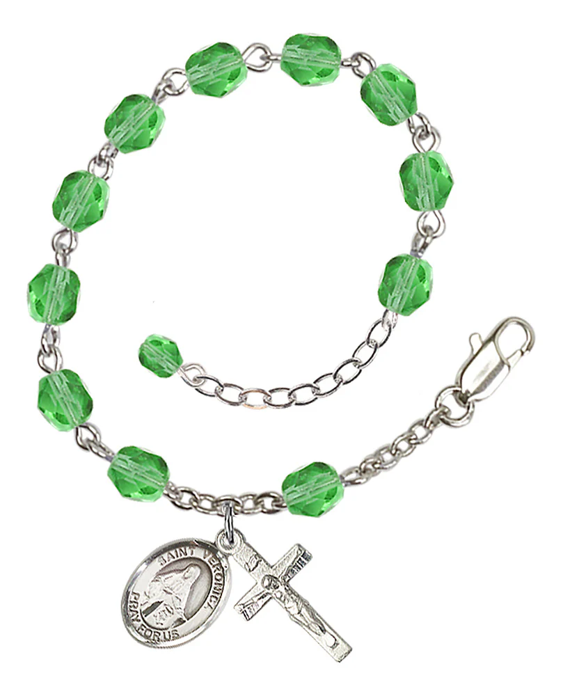 St. Veronica Green August Rosary Bracelet 6mm