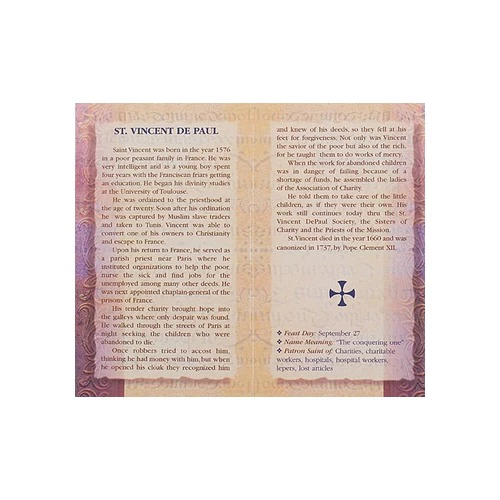 St. Vincent de Paul - Mini Lives of the Saints Folded Prayer Card - Image 2