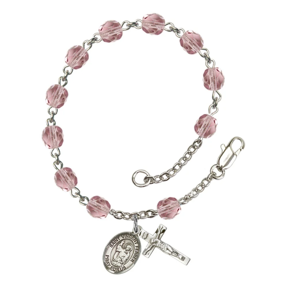 St. Vincent Ferrer 6mm light purple June Rosary Bracelet
