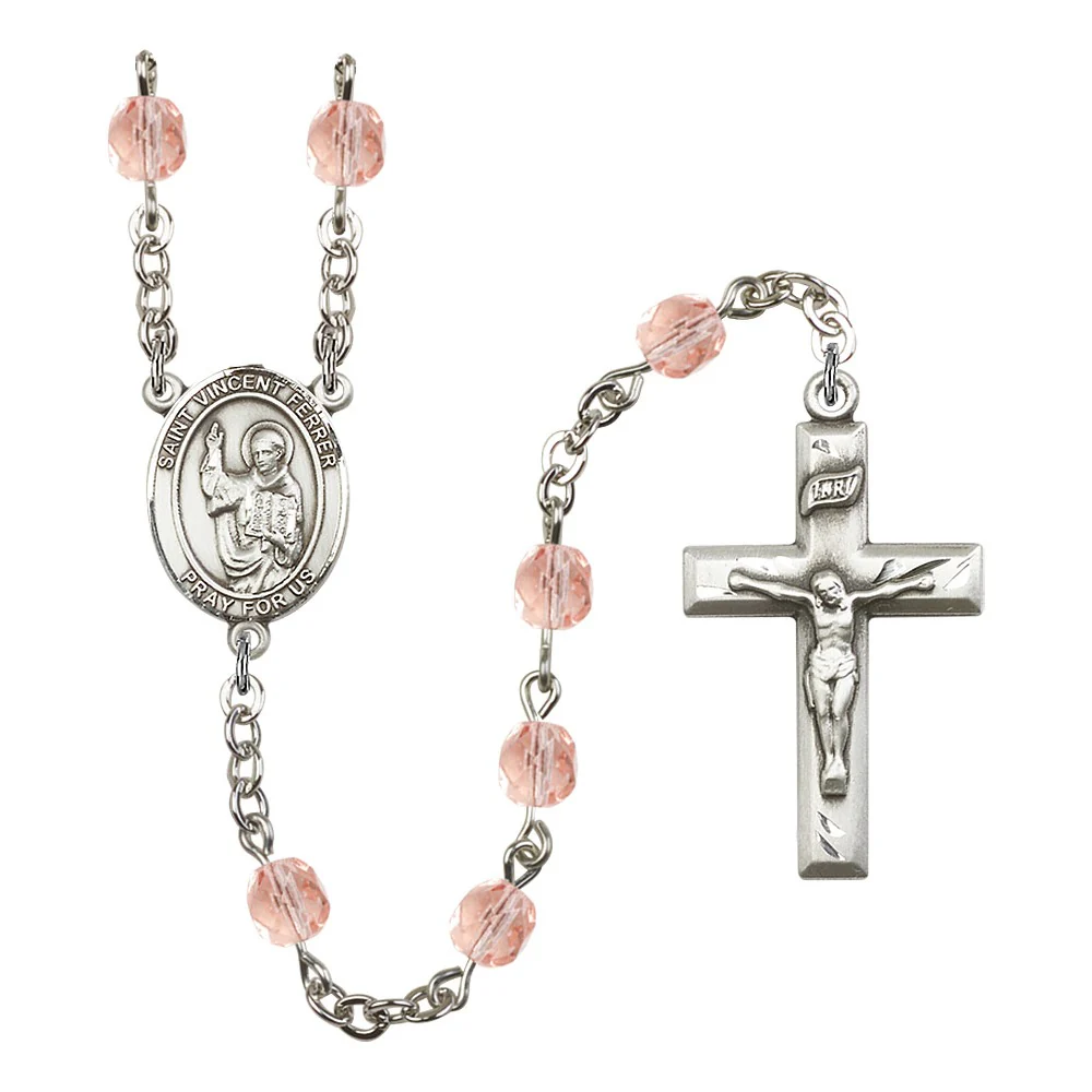 St. Vincent Ferrer Pink October Rosary 6mm