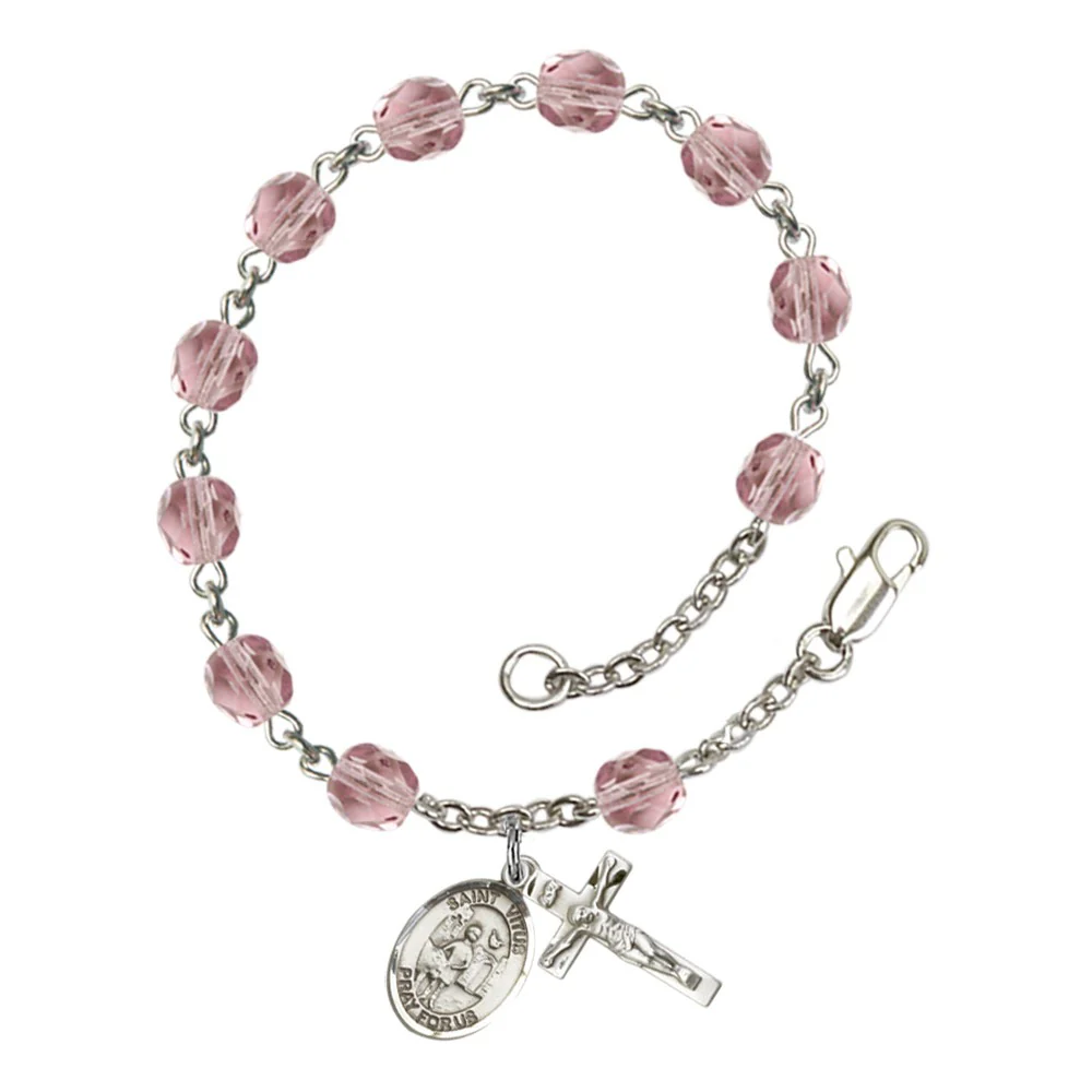 St. Vitus 6mm light purple June Rosary Bracelet