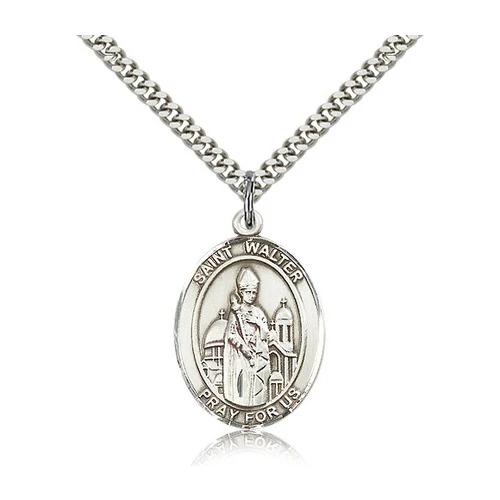 St. Walter of Pontnoise Pendant with Chain, Bliss, Sterling Silver